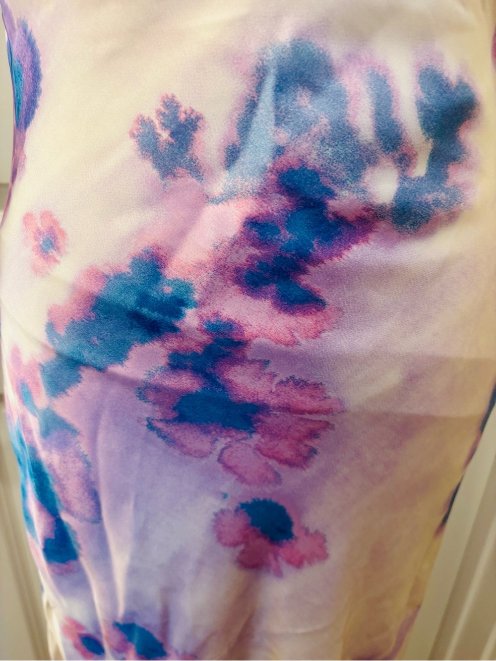 NWT Zara Blush Maxi Slip Dress with Blue-Purple Tie dye Floral Print- S - Picture 8 of 11
